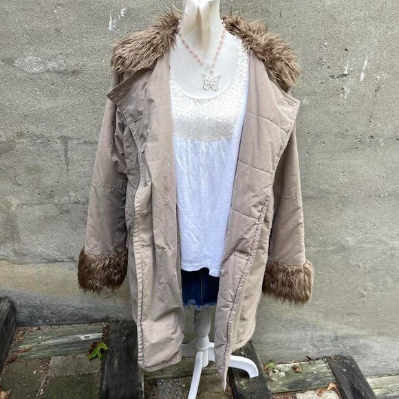 Y2K Vintage Faux-Fur-Trim Jacket / Coat - Picture 2 of 8